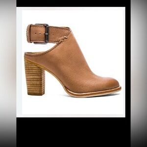 Dolce Vita Jacklyn Leather Bootie Wood Block Heel in Distressed Camel Tan Size 6
